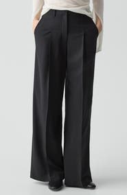 Theory Pleat Front Wide Leg Stretch Wool Pants