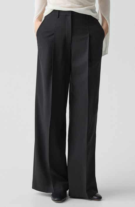 Theory Pleat Front Wide Leg Stretch Wool Pants