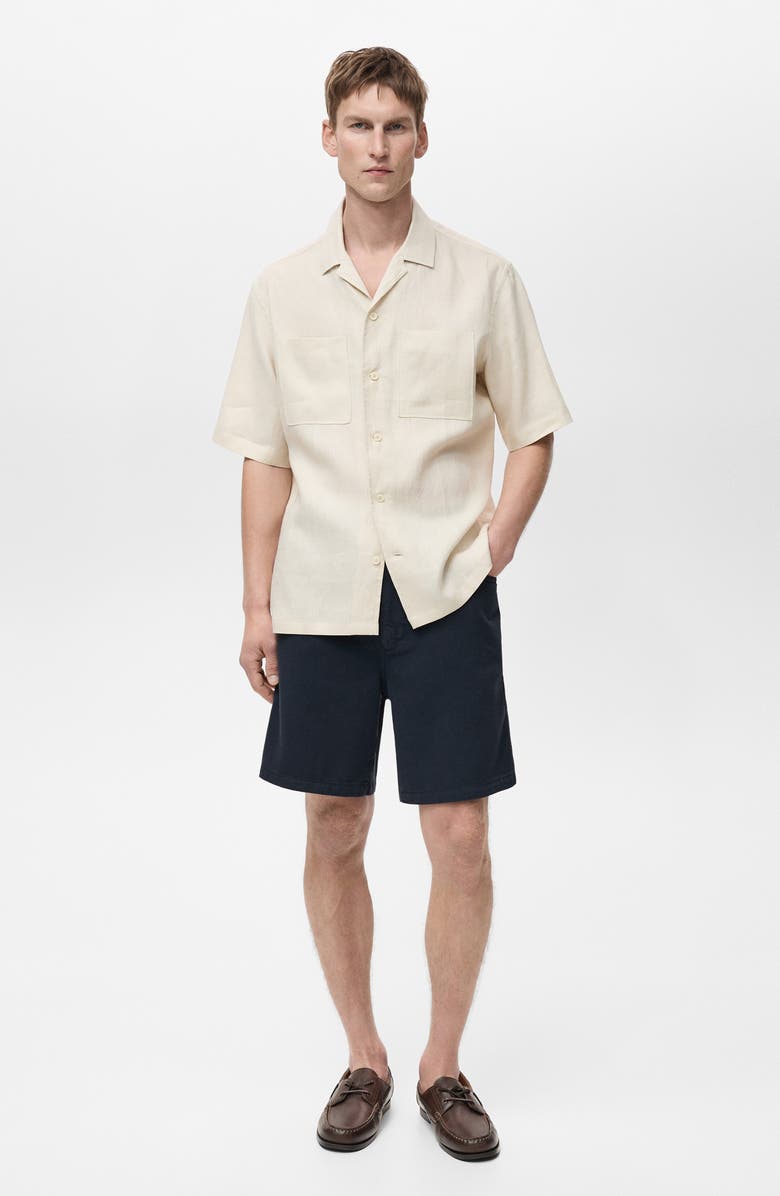 MANGO Drawstring Waist Denim Shorts, Alternate, color, Dark Navy