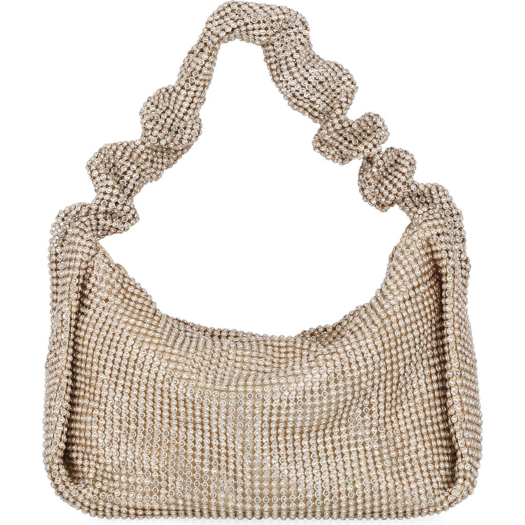 Jessica Mcclintock Tillie Rhinestone Mesh Shoulder Bag In Light Gold