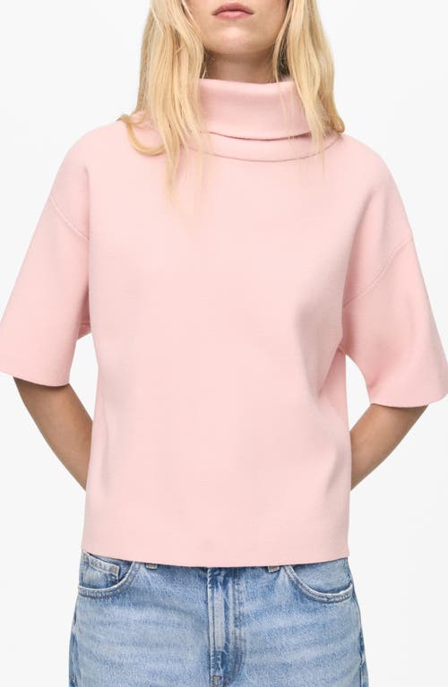 Mango Short Sleeve Turtleneck Sweater In Pink