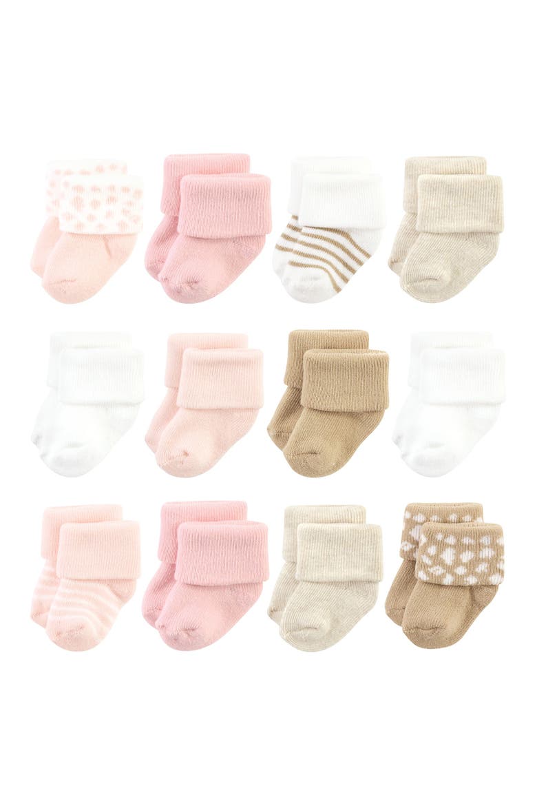 12Pk Cotton Terry Socks, Main, color, Pink Cheetah