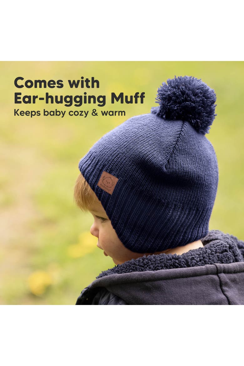 Muff Knitted Beanie, Alternate, color, Navy