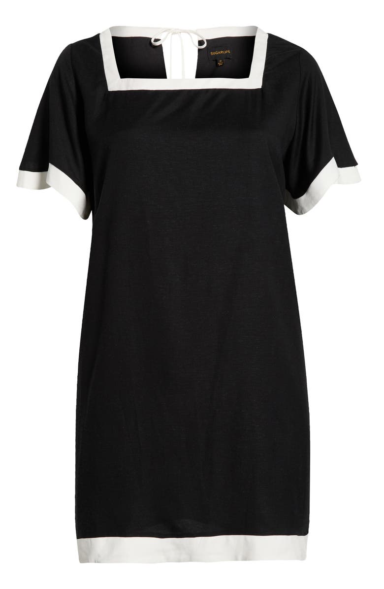 SUGARLIPS Gizelle Scallop Shift Minidress, Alternate, color, Black