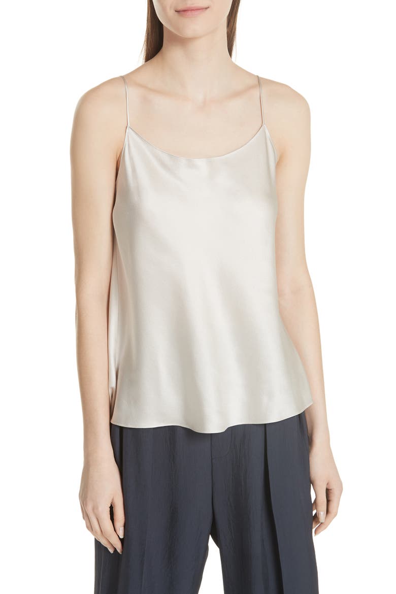 Silk Split Hem Camisole, Main, color, SANDSTONE