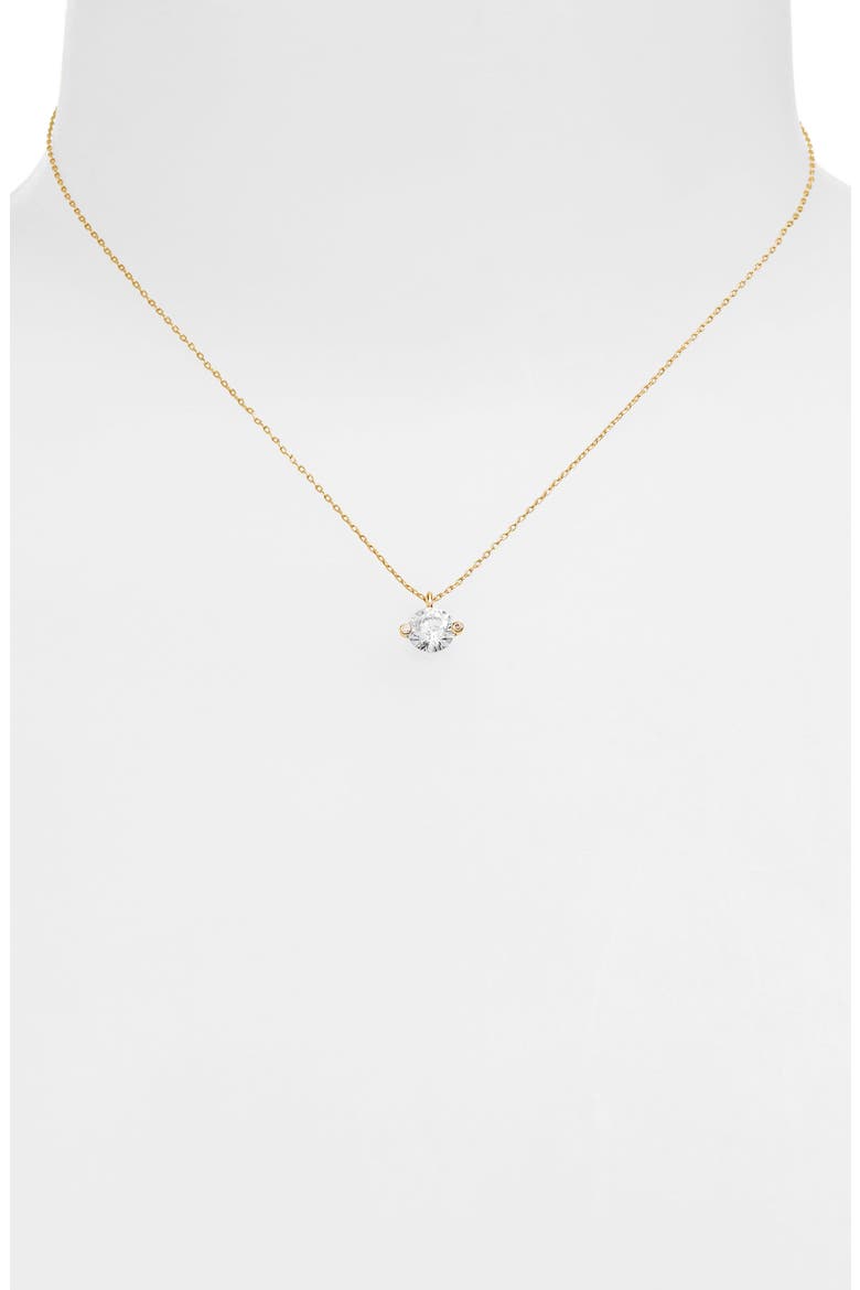 duo prong pendant necklace, Alternate, color, CLEAR/GOLD