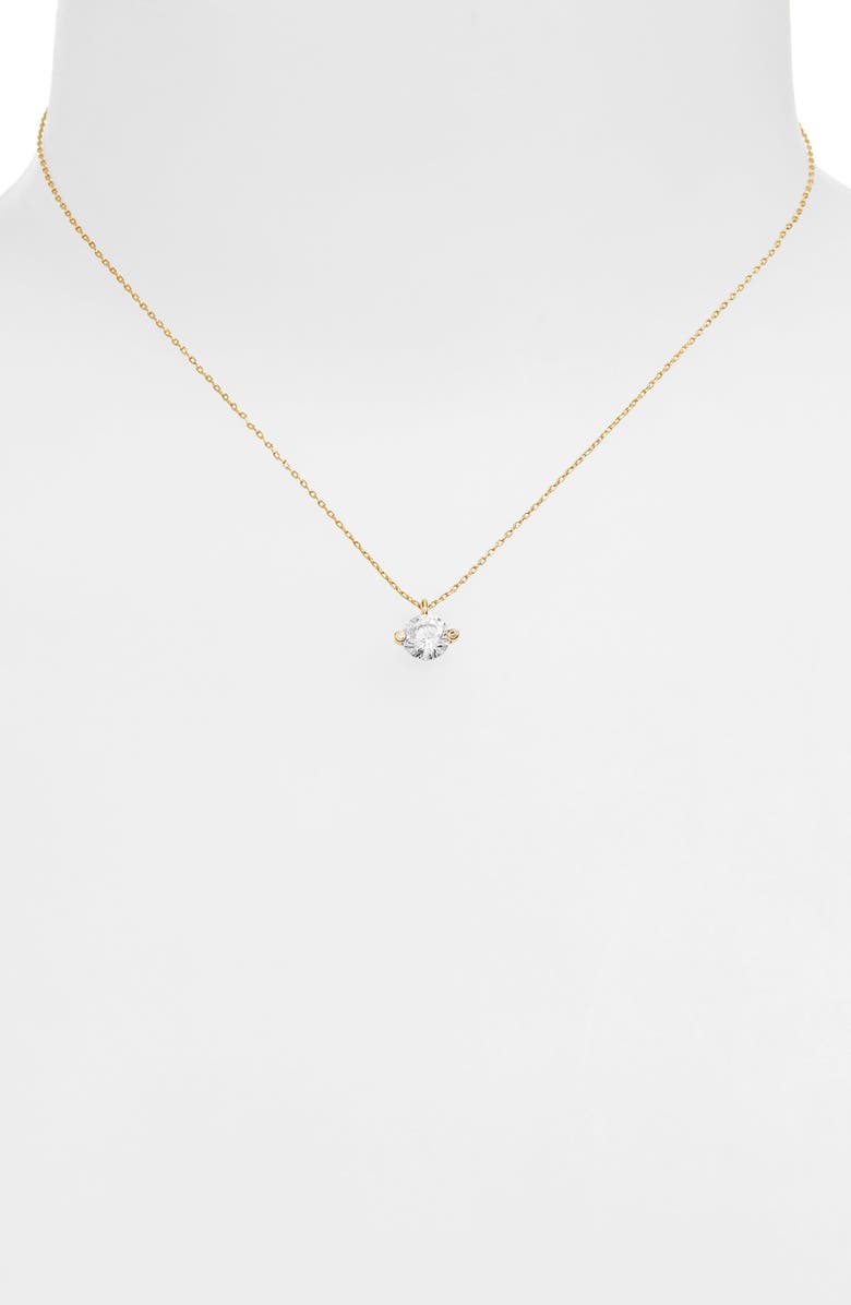 Kate Spade New York duo prong pendant necklace, Alternate, color, Clear/Gold