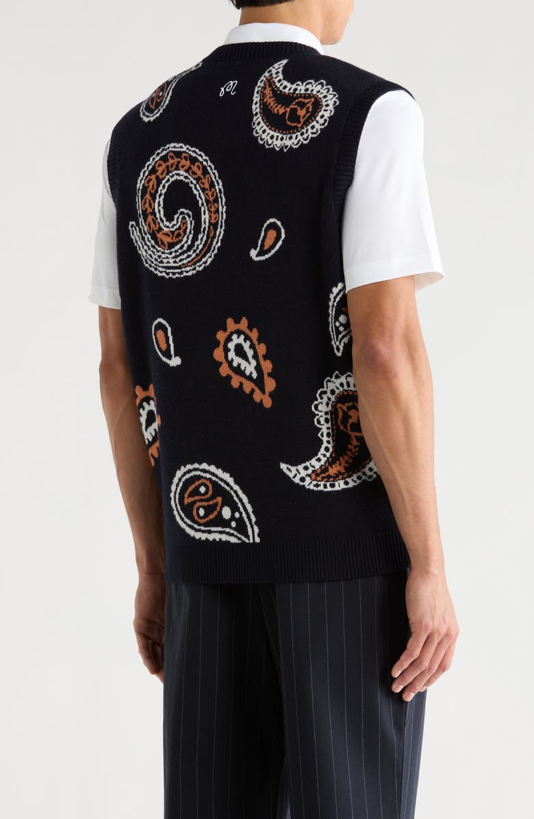 Malbon Golf Paisley Sweater Vest, Alternate, color, Navy