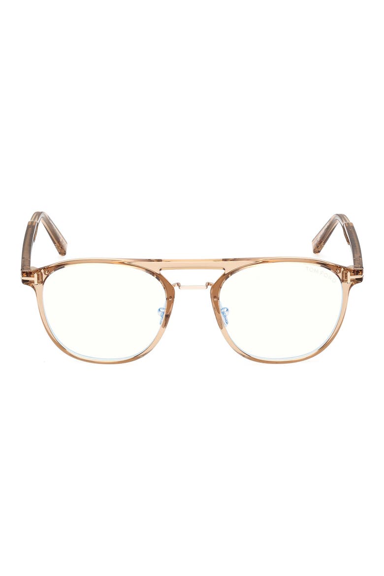 52mm Pilot Blue Light Blocking Glasses, Main, color, CHAMPAGNE / T LOGO