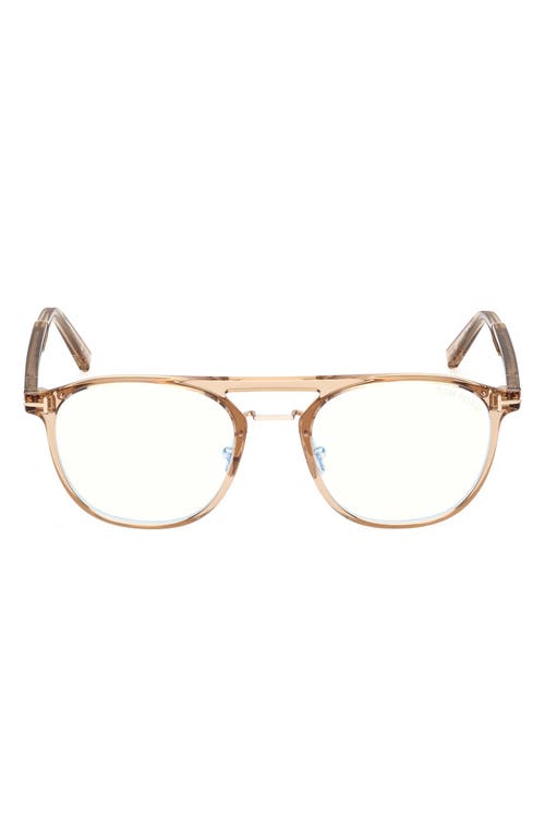 Tom Ford 52mm Pilot Blue Light Blocking Glasses In Gold
