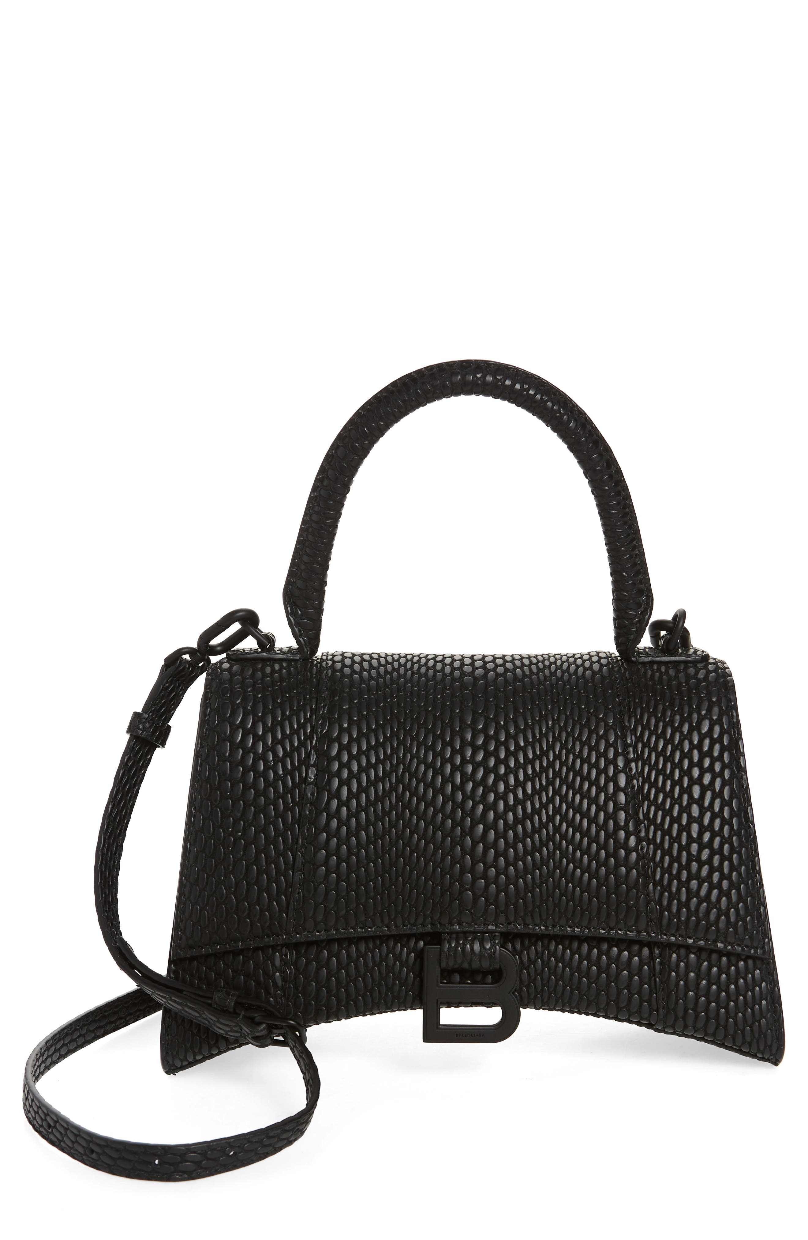 Balenciaga Small Hourglass Cobra Embossed Leather Top Handle Bag, Main, color, 
