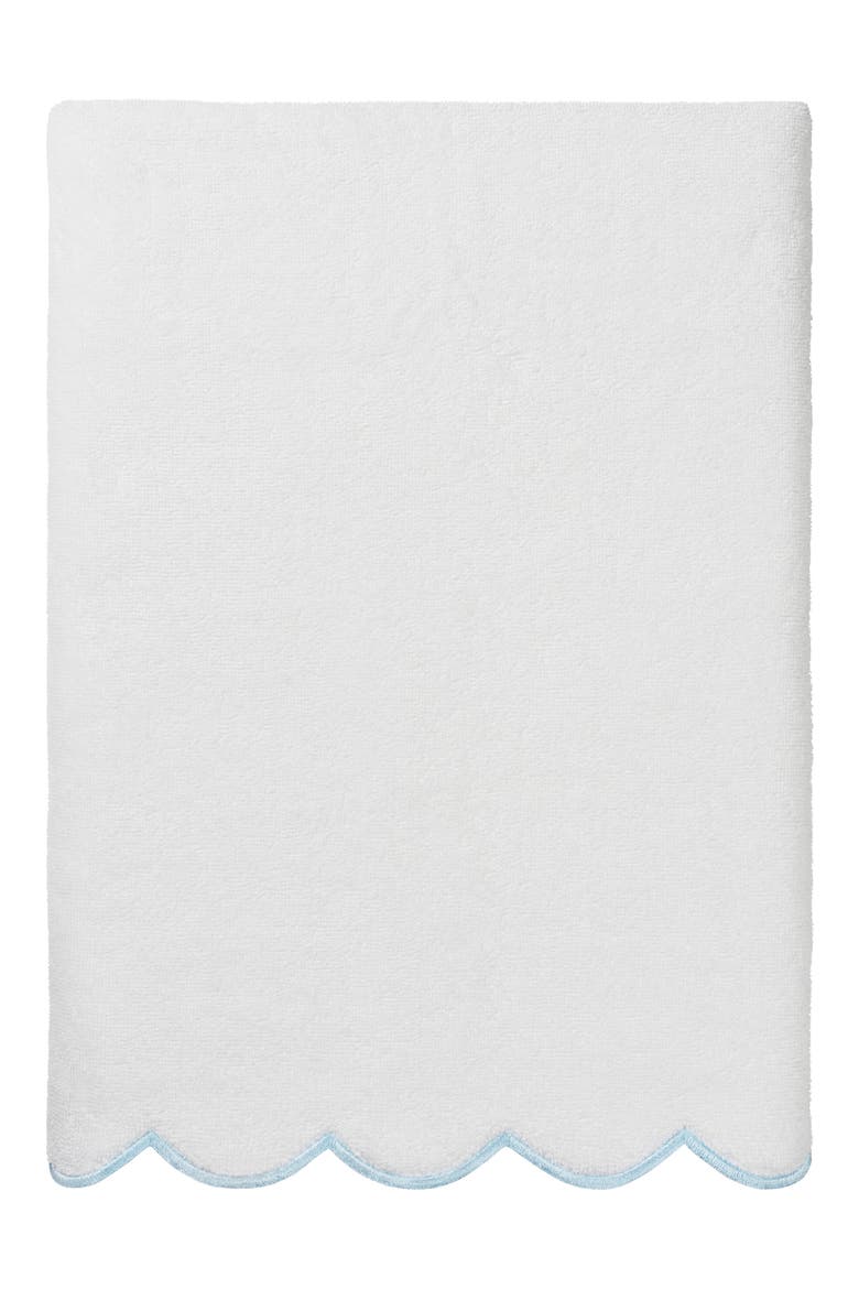 Adornia Scallop 3-Piece Towel Set, Alternate, color, WHITE/ BLUE