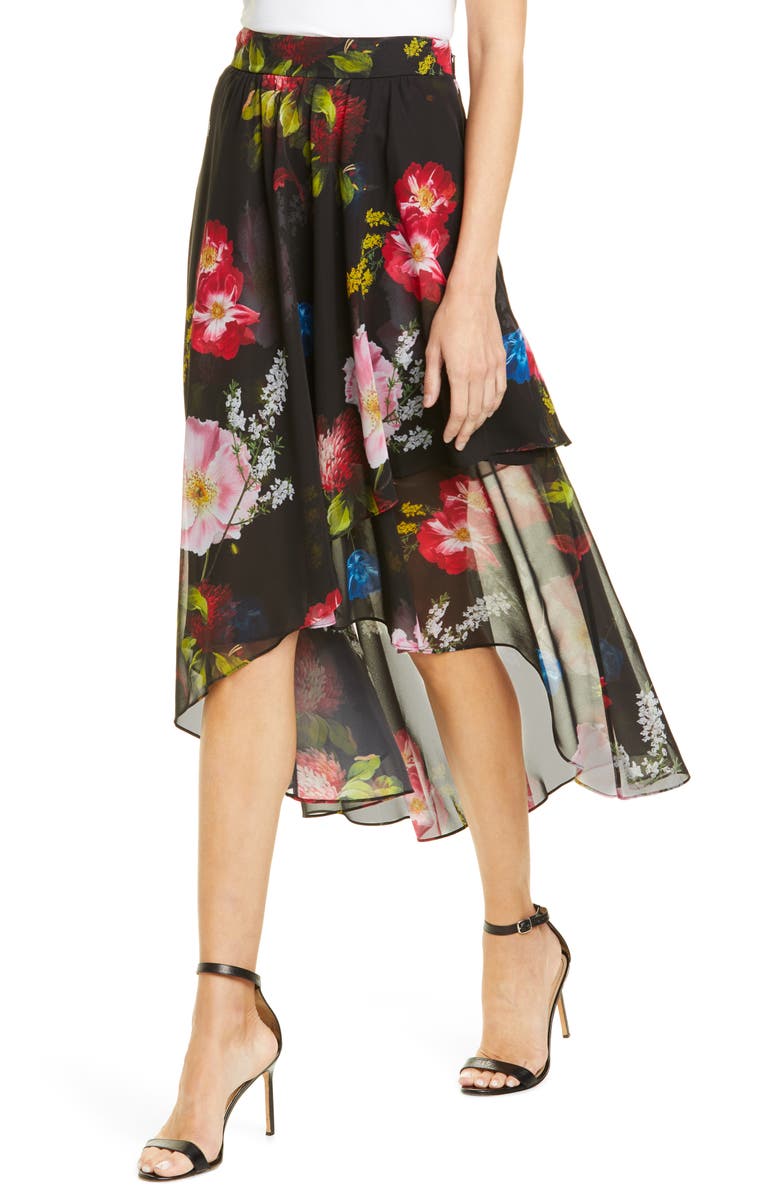 Ted Baker London Ritta Floral Ruffle Midi Skirt, Alternate, color, 
