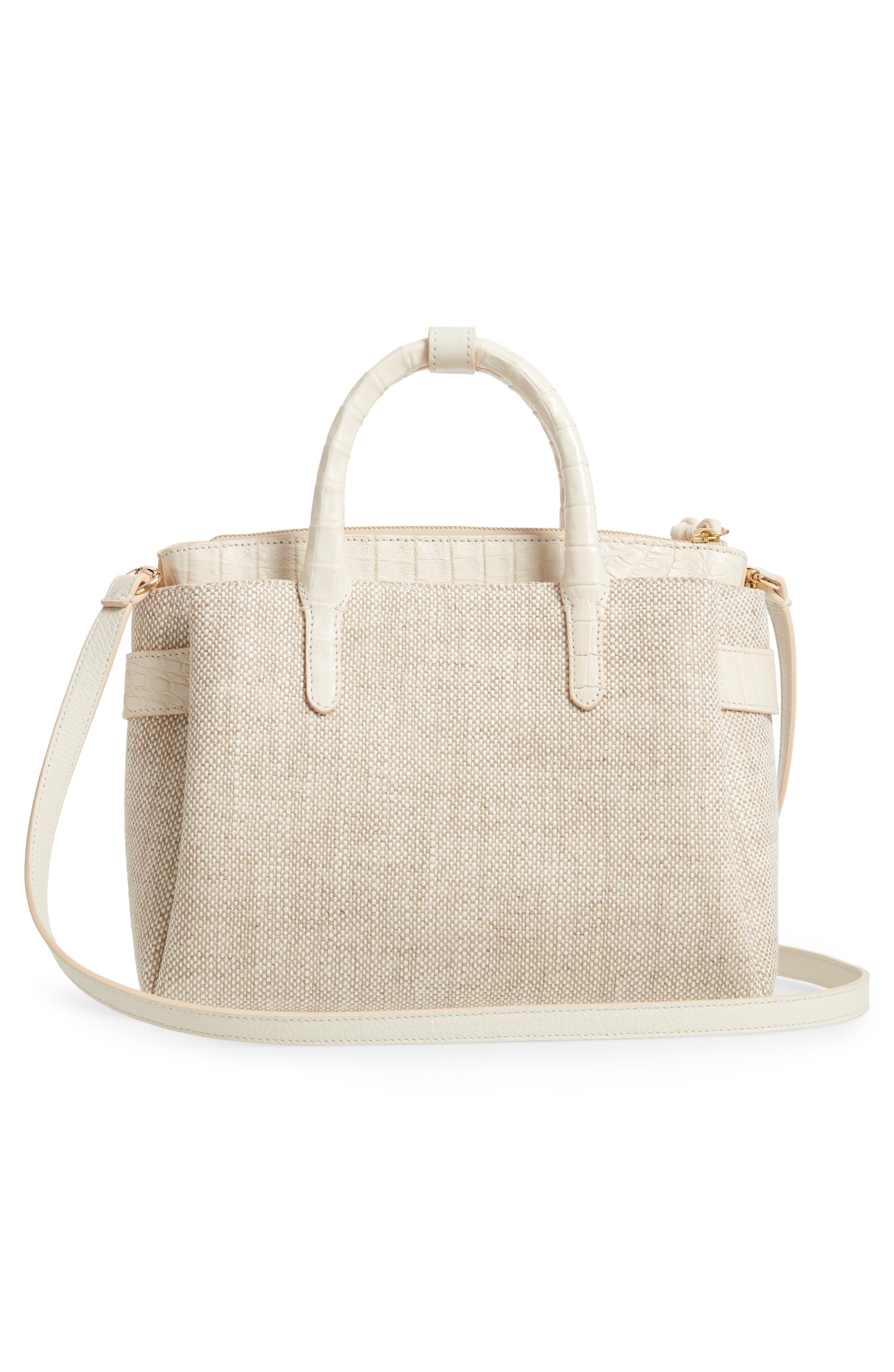 Nancy Gonzalez Medium Cristie Linen & Genuine Crocodile Tote, Alternate, color, 
