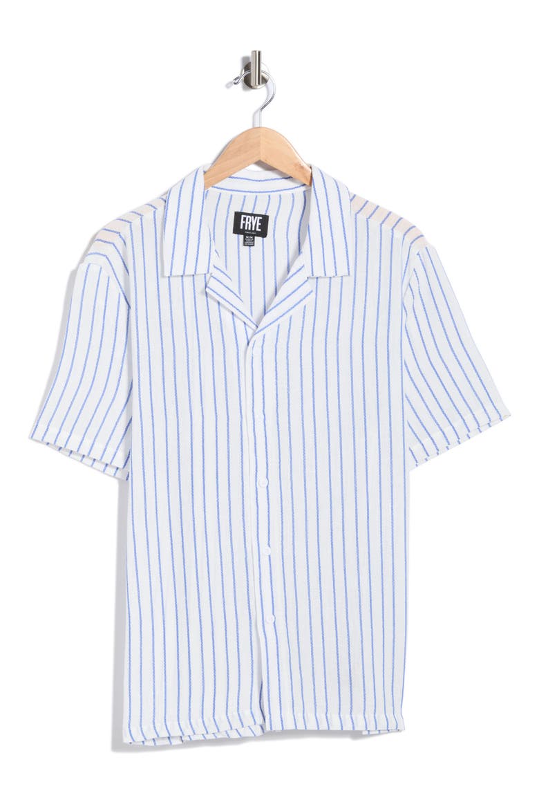 Yarn Dyed Stripe Camp Shirt, Alternate, color, WHITE/ BLUE
