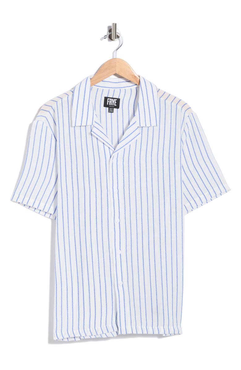 Frye Yarn Dyed Stripe Camp Shirt, Main, color, White/ Blue