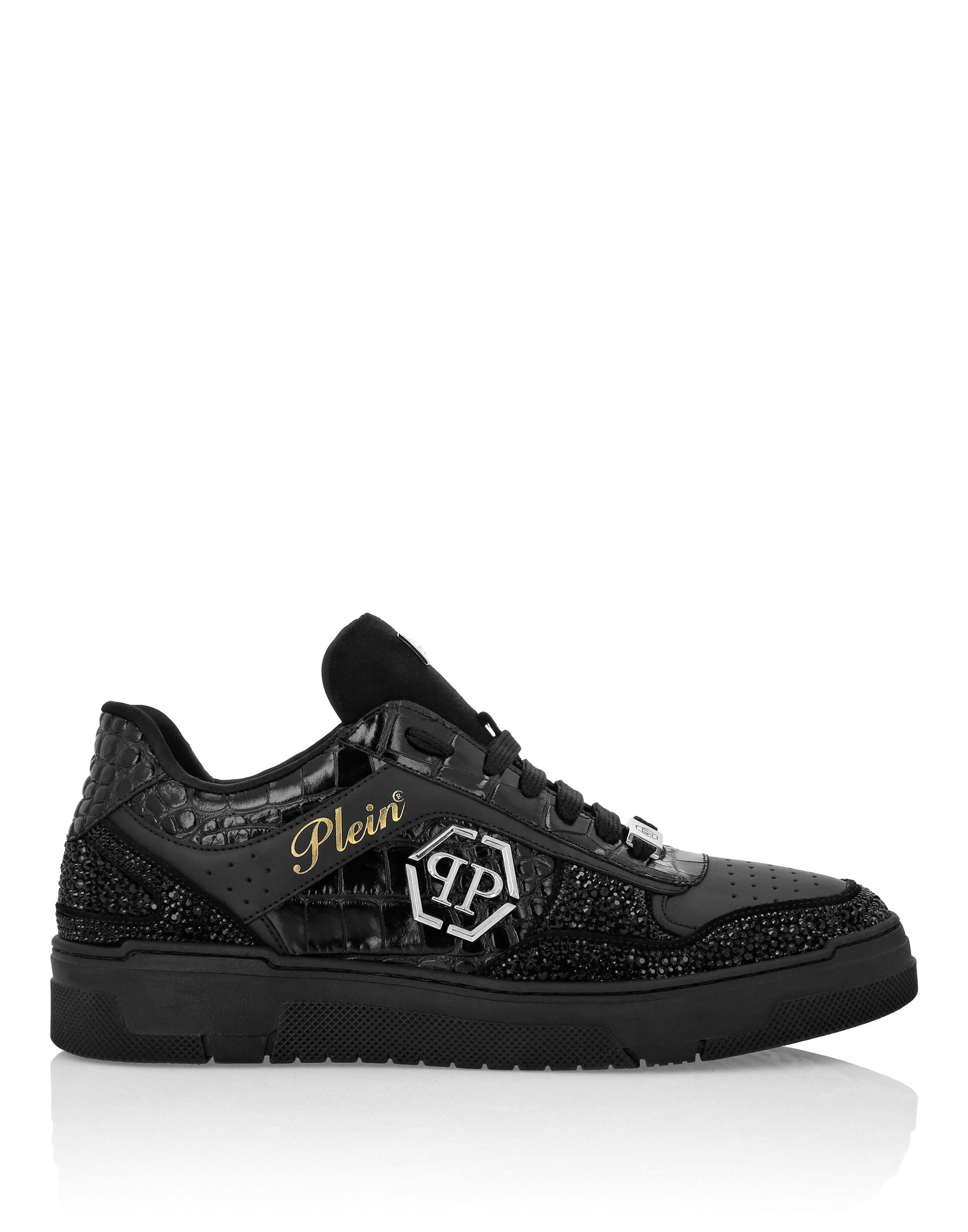 Low Top Sneakers Mix Strass Cocco Unisex, Alternate, color, black/black