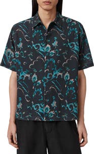 AllSaints Fortune Linen & Cotton Short Sleeve Button-Up Shirt