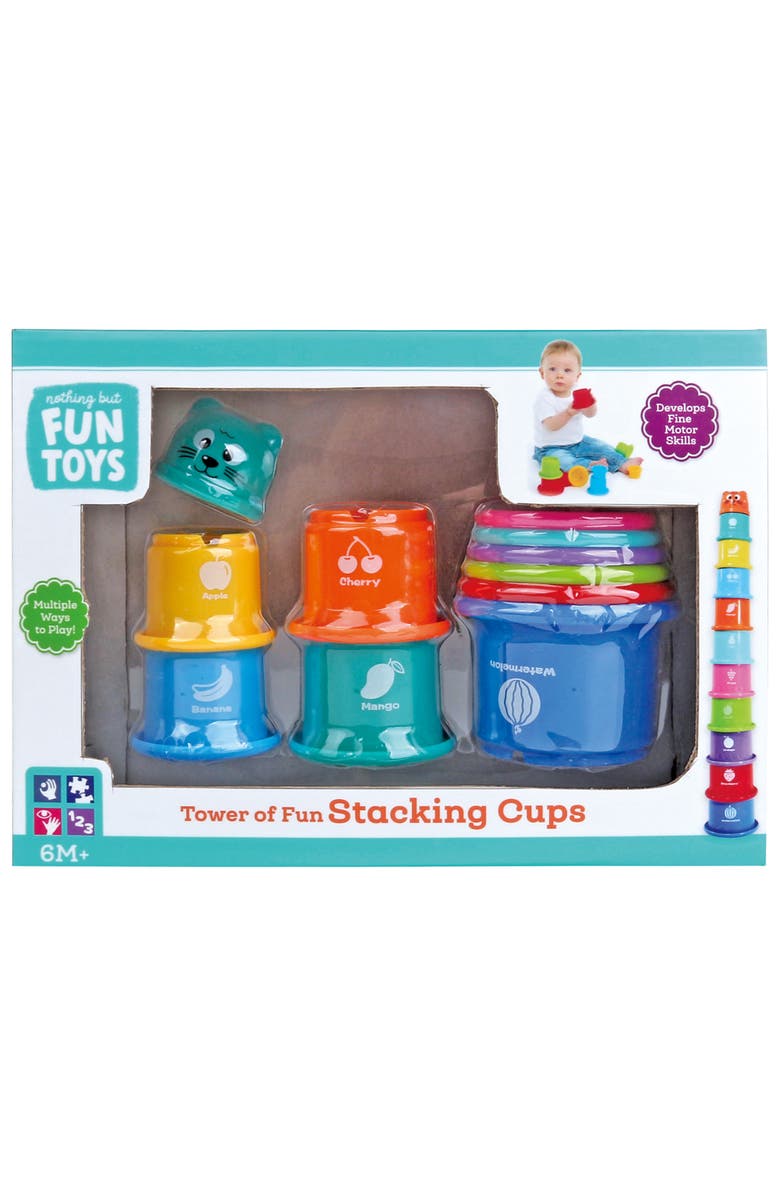Nothing But Fun Toys Tower of Fun Stacking Cups, 10 Pieces, 6 Mo+, Main, color, Multicolored
