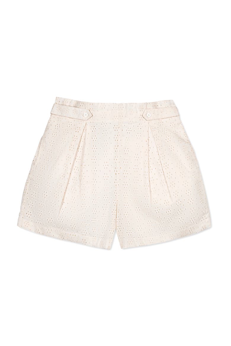 Organic Eyelet Button Tab Short, Alternate, color, Natural Eyelet