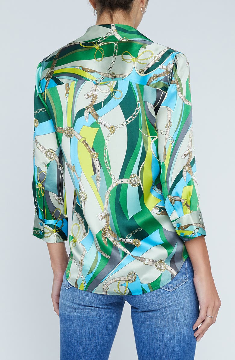 L'AGENCE Dani Mixed Print Silk Button-Up Shirt, Alternate, color,