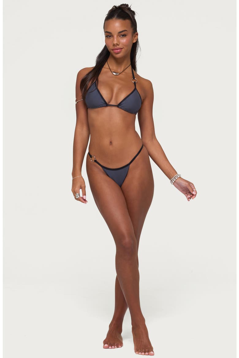 Kenni Metal O-Ring Bikini Bottoms, Alternate, color, GRAY