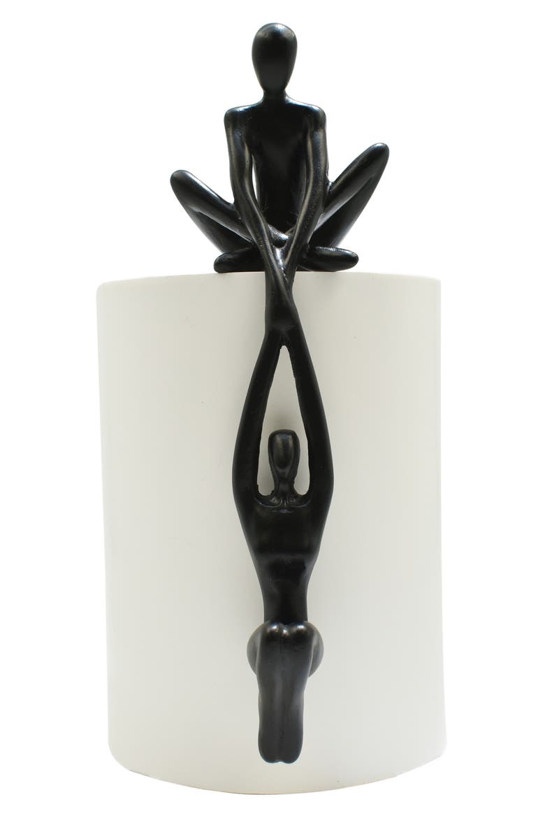 Man Lifting Women onto Ledge Sculpture, Main, color, BLACK