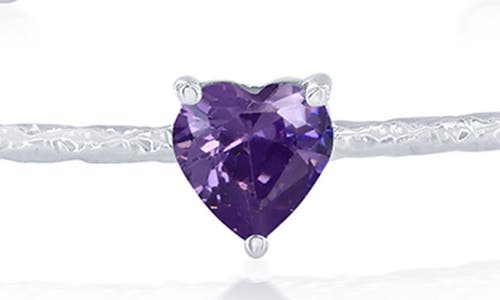 Simona Birthstone Cubic Zirconia Heart Open Cuff Bracelet In Purple