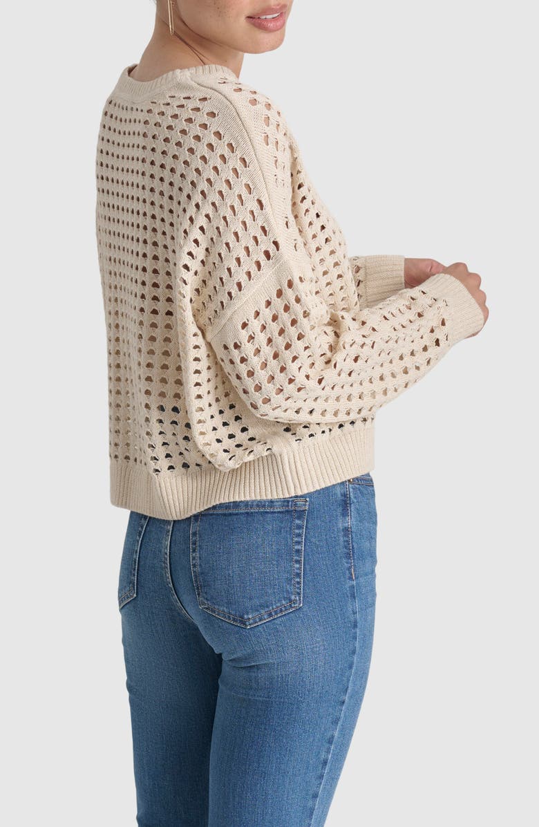 DKNY Jeans Open Stitch V-Neck Sweater, Alternate, color,