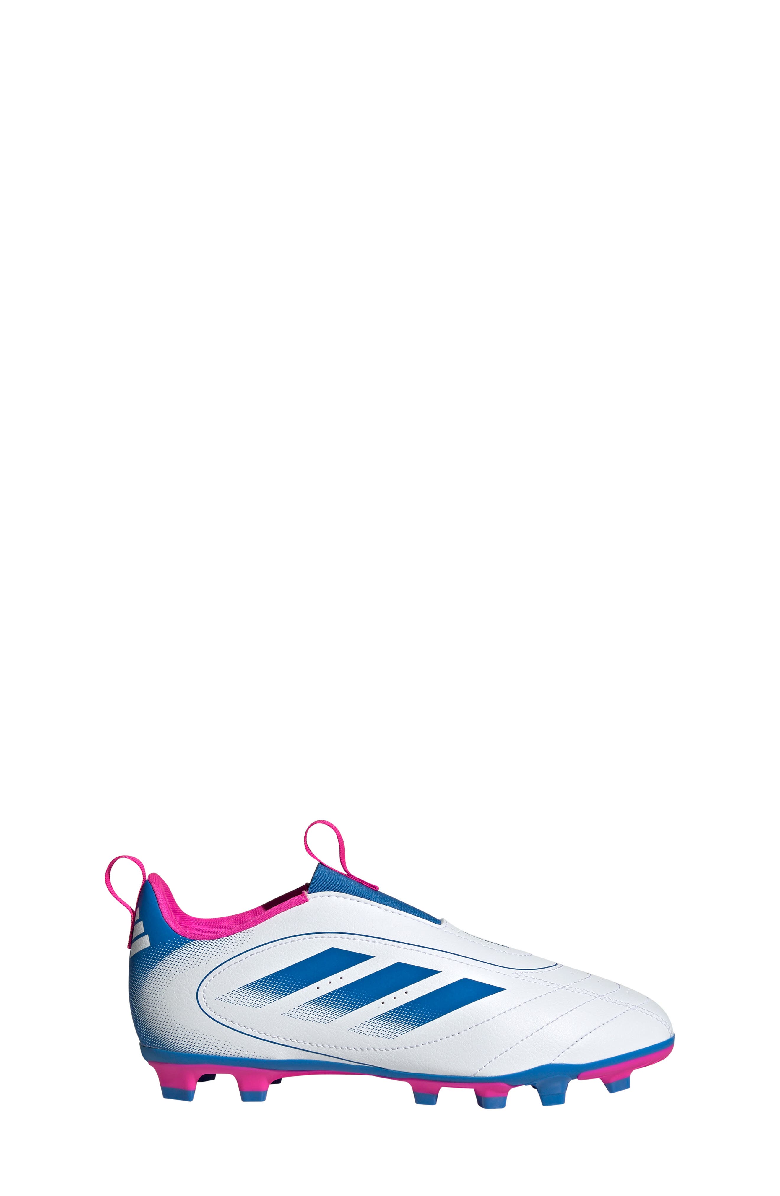 adidas Goletto IX Laceless Soccer Cleat, Alternate, color, White/ Bright Royal/ Pink