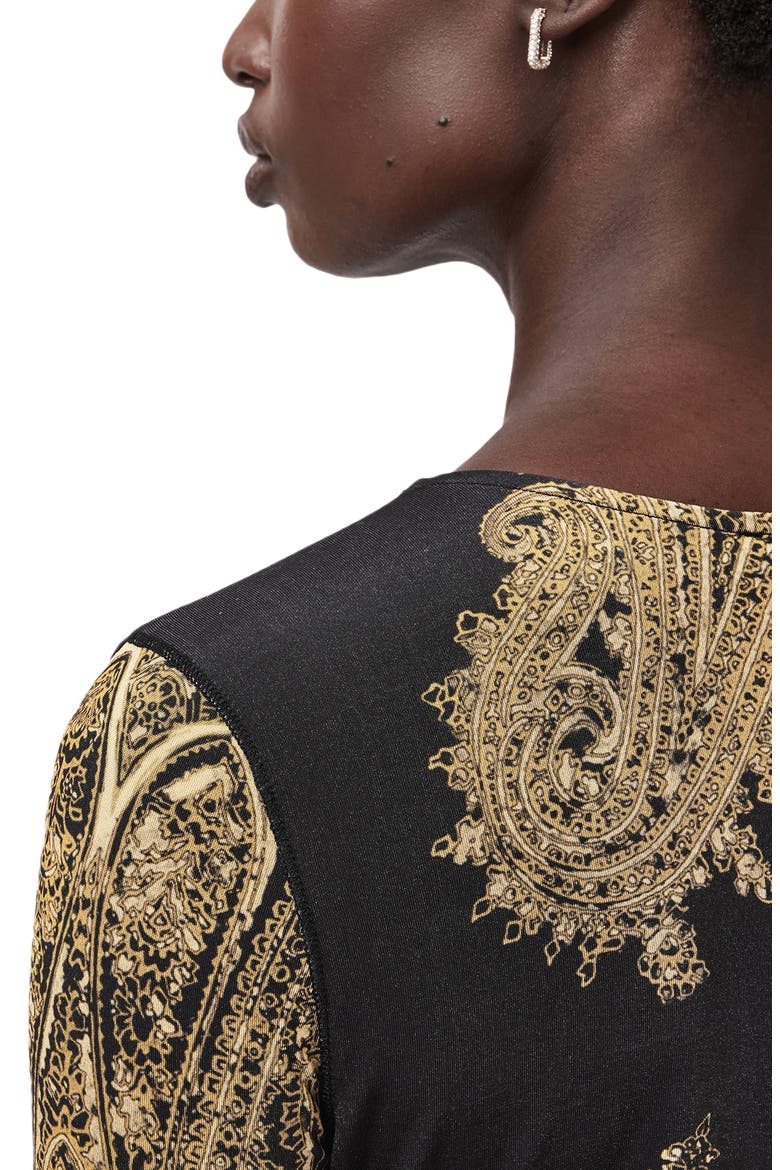 Katlyn Paisley Print Knit Top, Alternate, color, ELLA BLACK