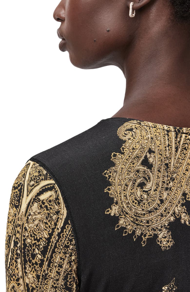 AllSaints Katlyn Paisley Print Knit Top, Alternate, color, Ella Black