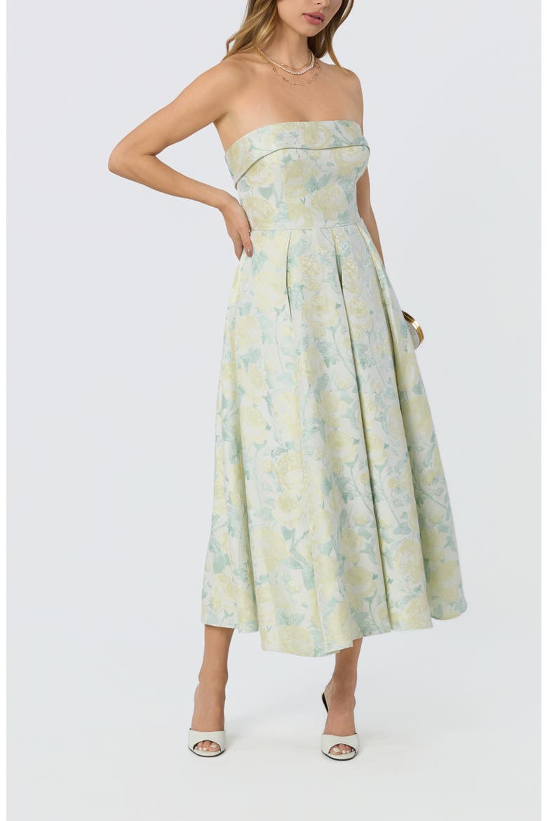 Destini Strapless Maxi Dress, Alternate, color, LIGHT YELLOW FLORAL