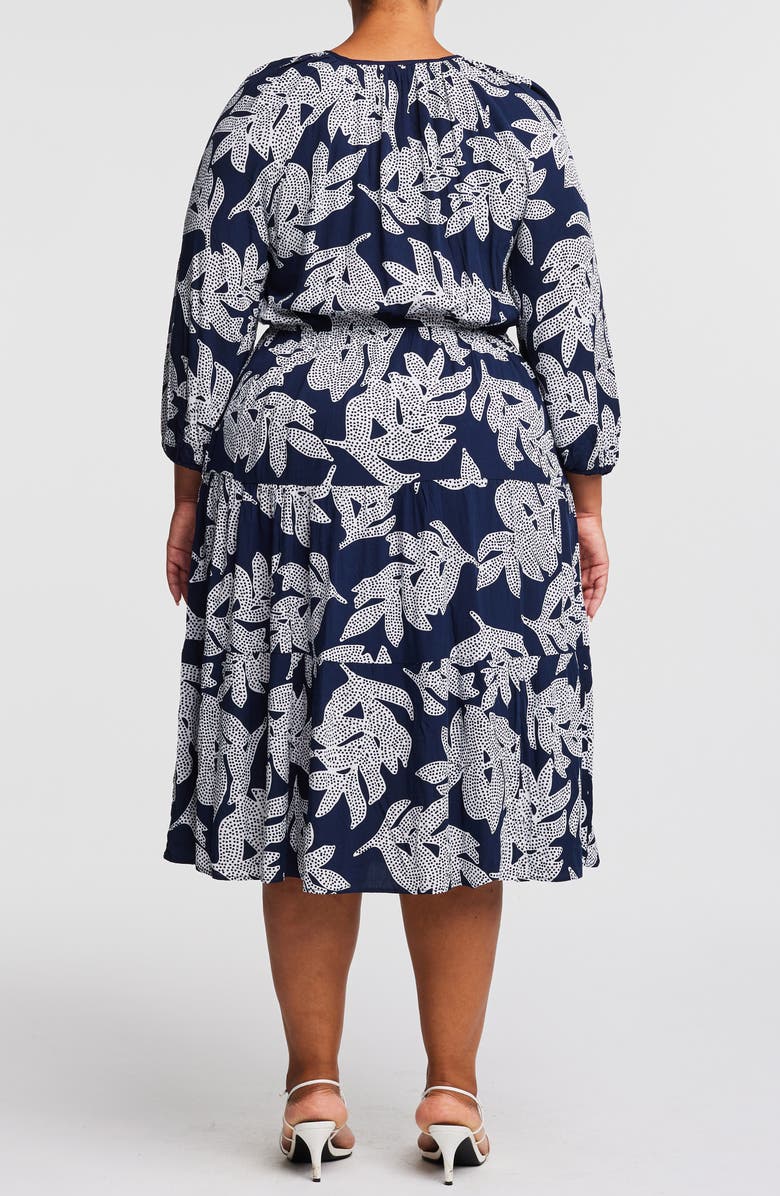 Estelle Leafy Long Sleeve Tiered Midi Dress, Alternate, color, 