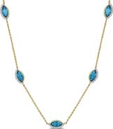 Julianna B. Birthstone & Diamond Station Necklace 14k Gold