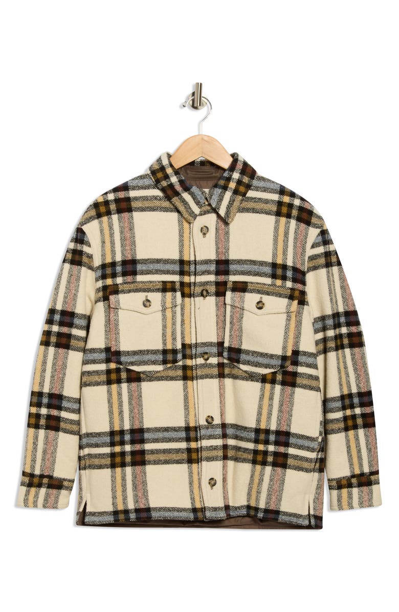 Isabel Marant Étoile Ervey Plaid Flannel Shirt Jacket, Alternate, color, Ecru