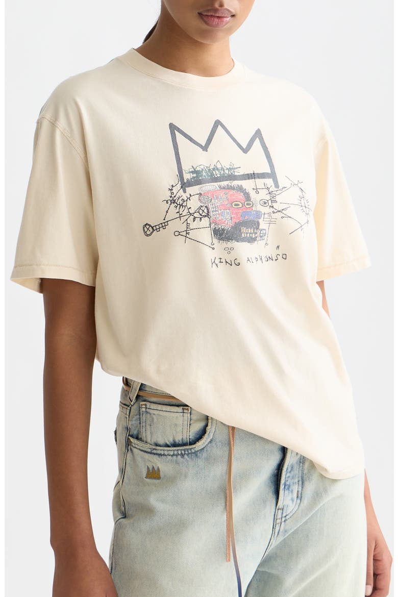 x Basquiat Embroidered Cotton Graphic T-Shirt, Main, color, EGGNOG