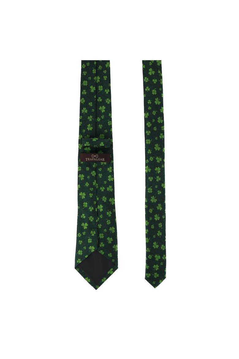 Green Shamrock Novelty Silk Necktie, Alternate, color, Green Shamrocks