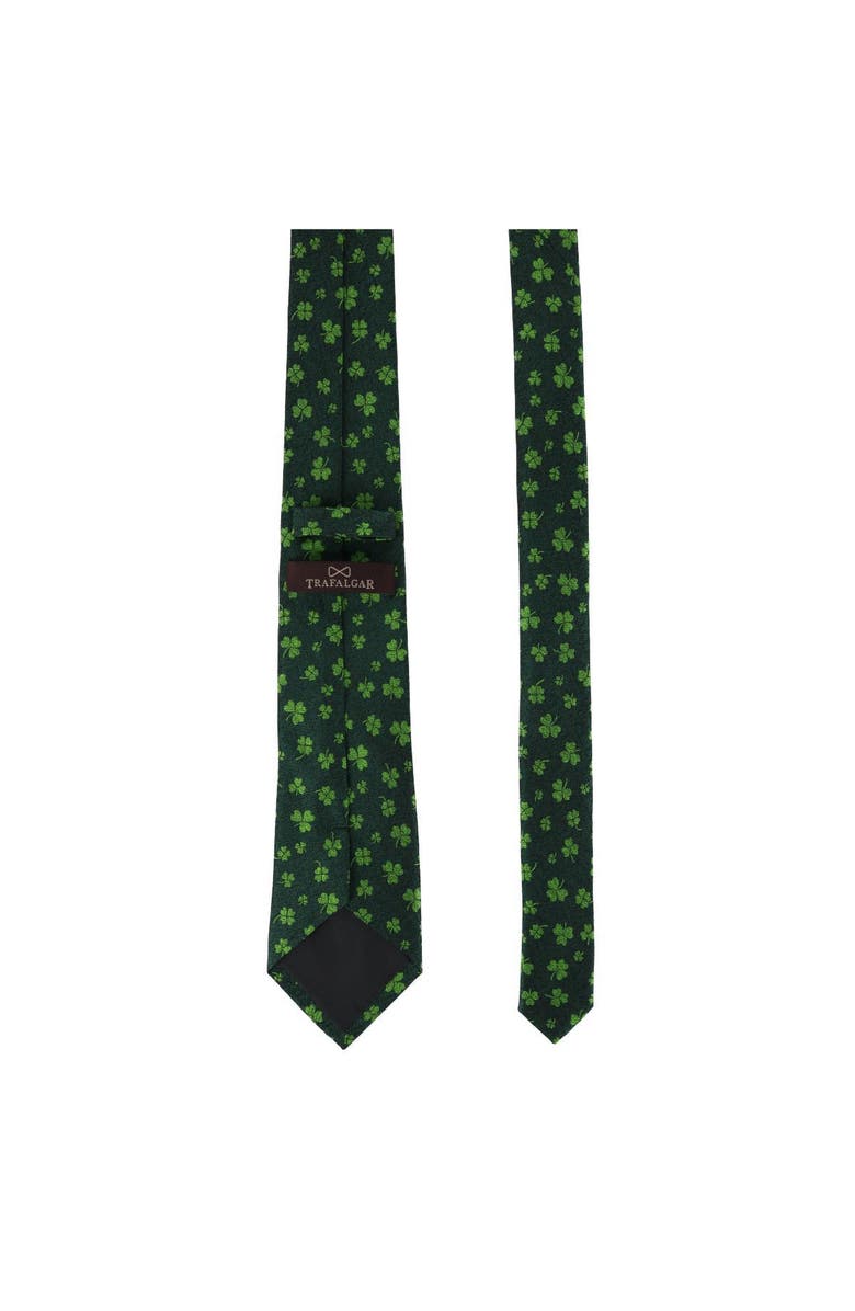 Trafalgar Green Shamrock Novelty Silk Necktie, Alternate, color, Green Shamrocks