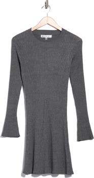 Madden Girl Directional Wide Rib Long Sleeve Sweater Dress