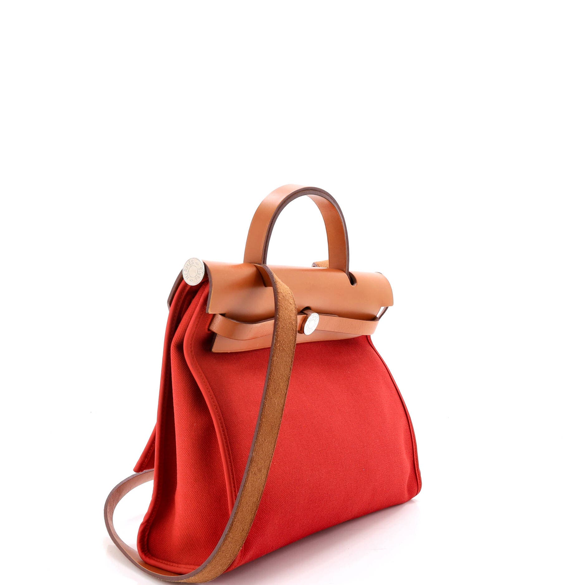 Pre-Owned Hermes Herbag Zip Leather and Toile 31, Alternate, color, Rouge Duchesse