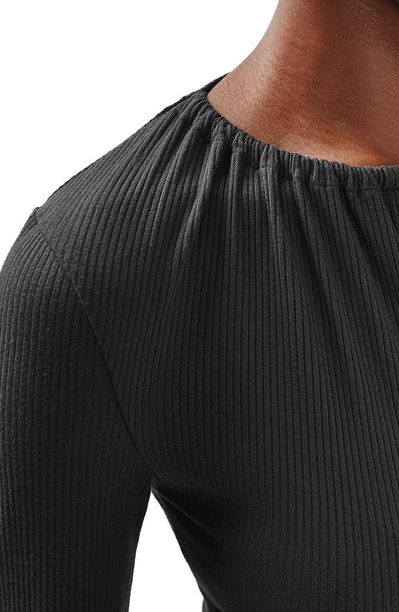 Topshop Keyhole Ribbed Bodysuit, Alternate, color,