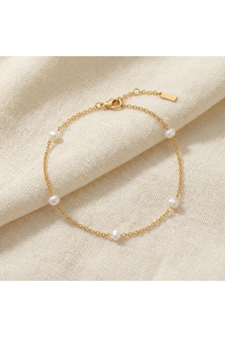 Max Anklet 9.5"18k Gold Plated 5mm Freshwater Pearls Lobster Clasp, Alternate, color, 18k Yellow Gold