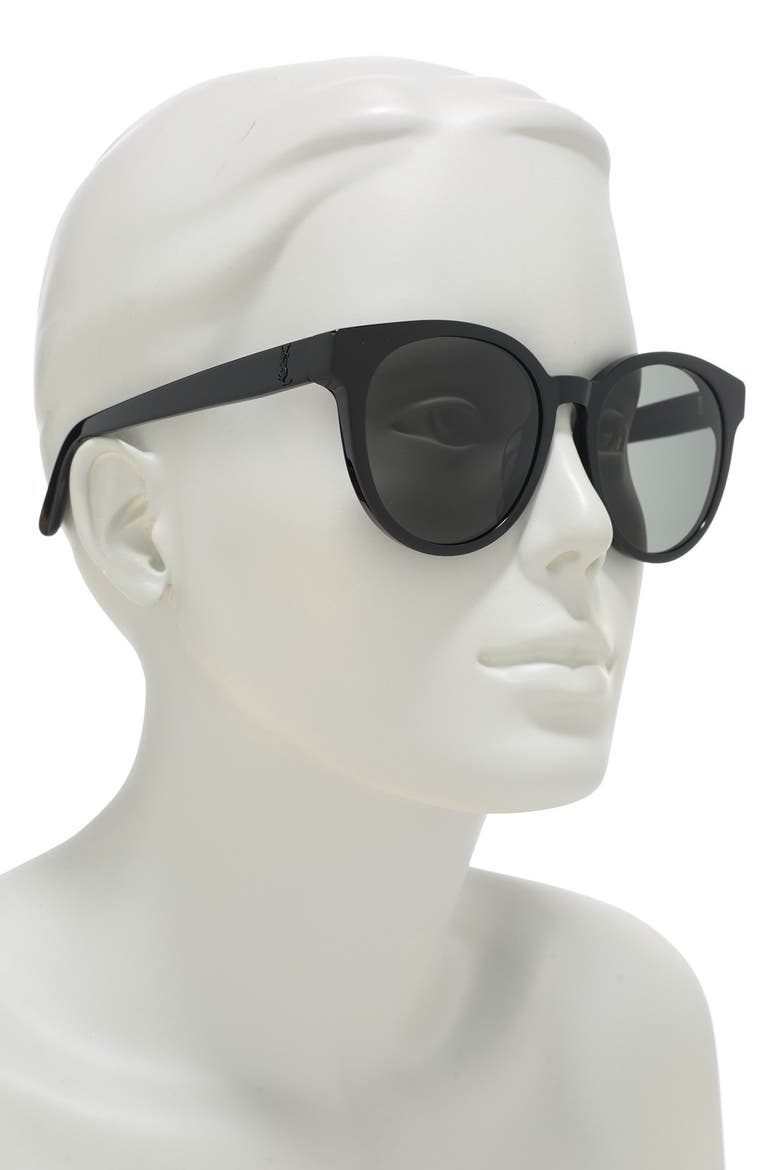 Round 56mm Sunglasses, Main, color, SHINY BLACK