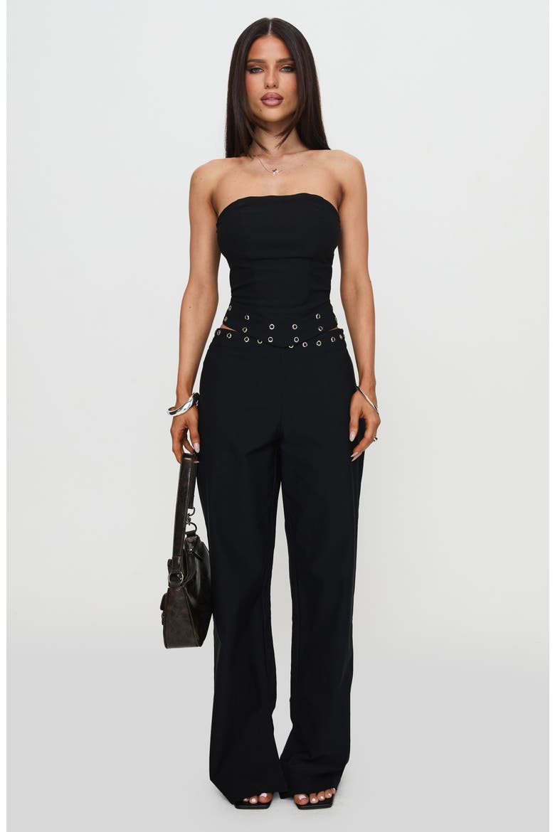 Passionette Grommet Wide Leg Pants, Alternate, color, BLACK