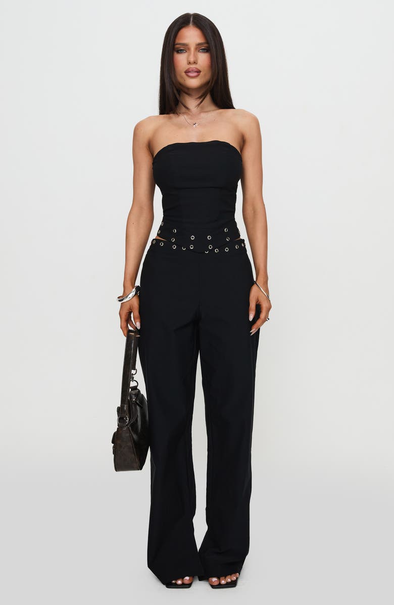 Princess Polly Passionette Grommet Wide Leg Pants, Alternate, color, Black