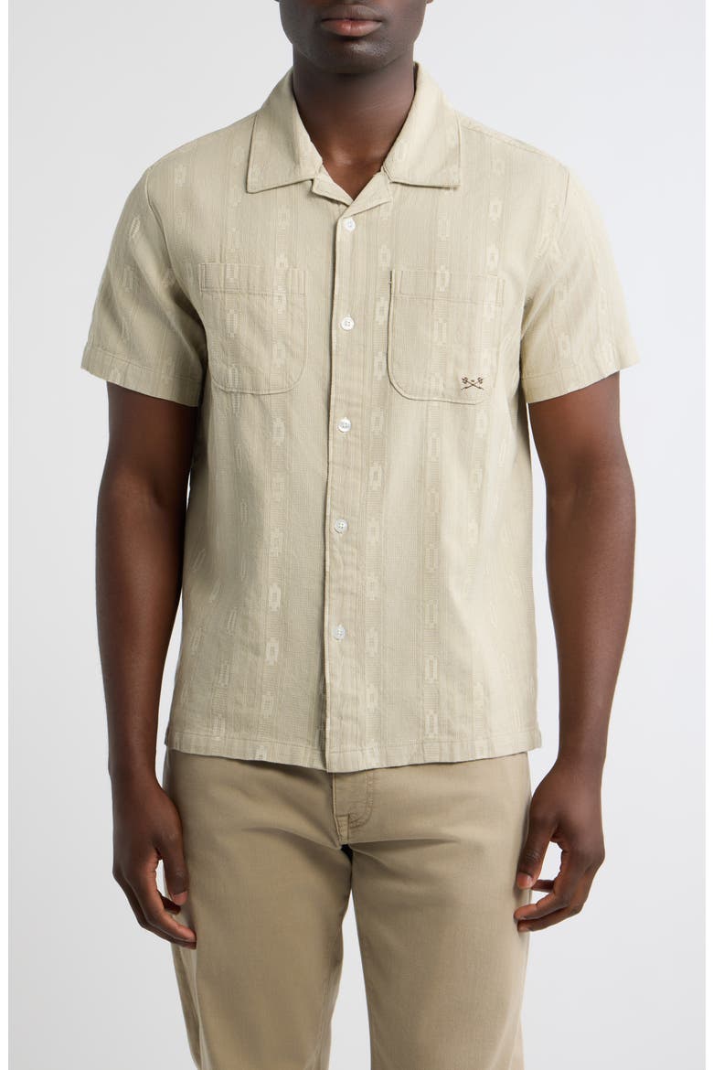 Breezy Patterned Cotton Camp Shirt, Main, color, MOSS