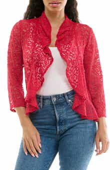 Nina Leonard Lace Three-Quarter Sleeve Bolero