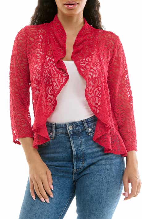 Nina Leonard Lace Three-Quarter Sleeve Bolero