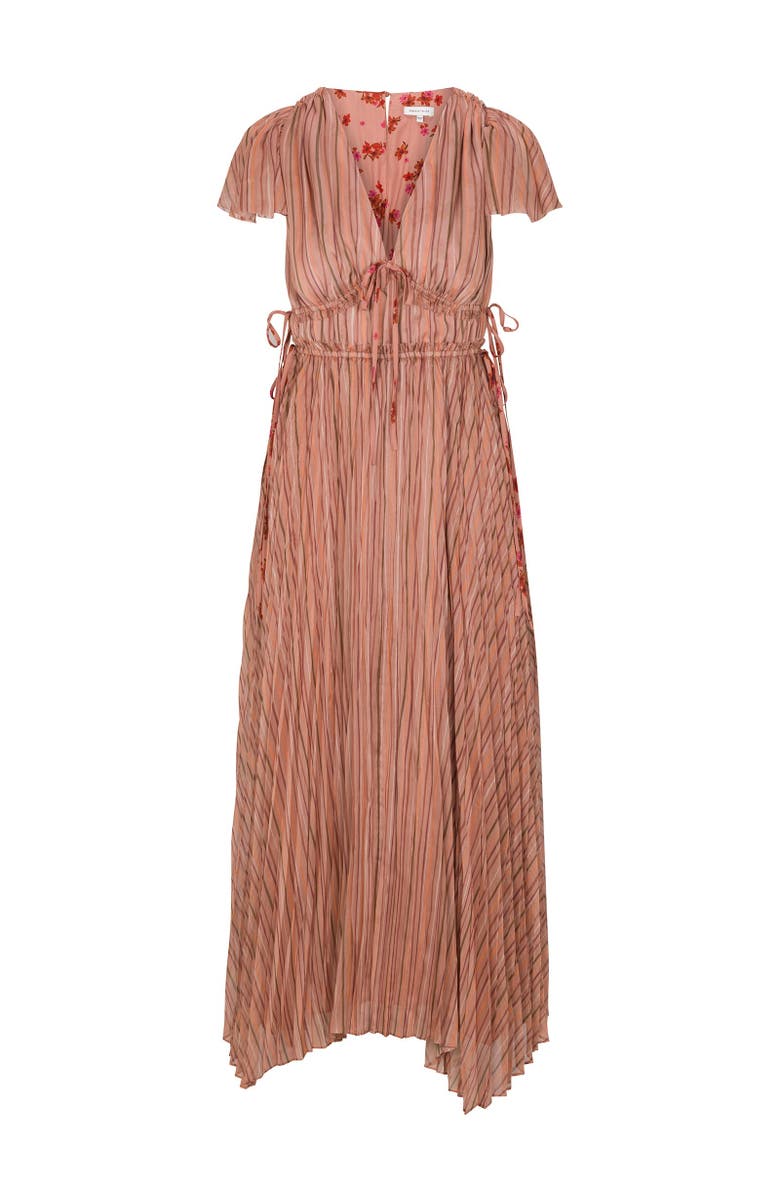 Rebecca Taylor Celeste Stripe Pleated Dress, Alternate, color, Persimmon Stripe Multi